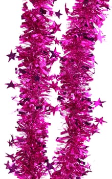 Tinsel. Christmas decoration on a white background.