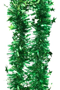 Tinsel. Christmas decoration on a white background.