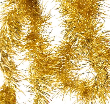 Tinsel. Christmas decoration on a white background.