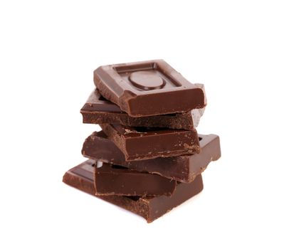 Stack of chocolate bars isolated on a white background