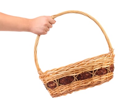 vintage weave wicker basket isolated on a white background