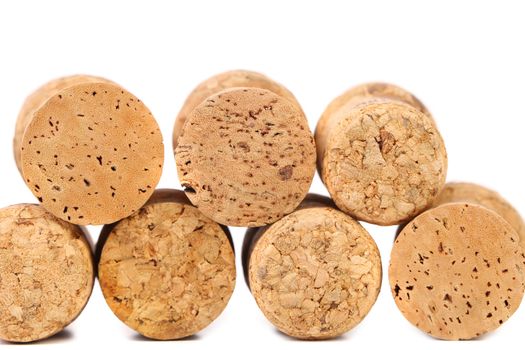 Close up of a champagne corks. White background.