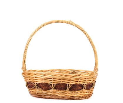 vintage weave wicker basket isolated on a white background