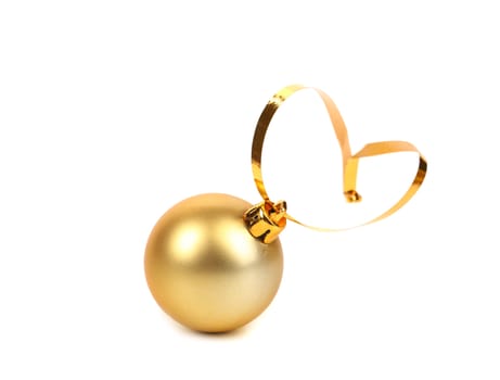 golden dull christmas ball on a white background