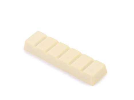 white chocolate bar with filling on a white background