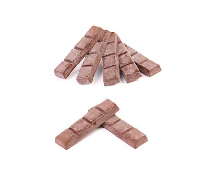 Old chocolate bars isolated on a white background