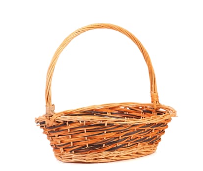 vintage weave wicker basket isolated on a white background