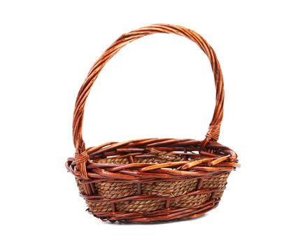vintage weave wicker basket isolated on a white background