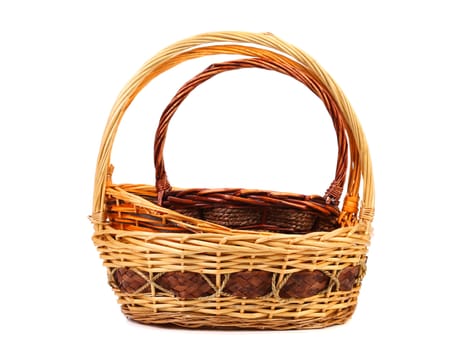 vintage weave wicker basket isolated on a white background