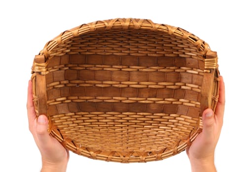 vintage weave wicker basket isolated on a white background