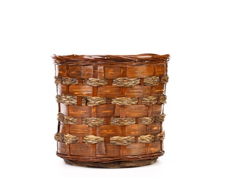vintage weave wicker basket isolated on a white background
