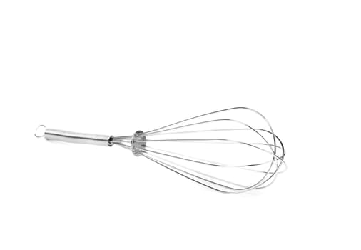 Houseware: steel whisk, isolated on white background