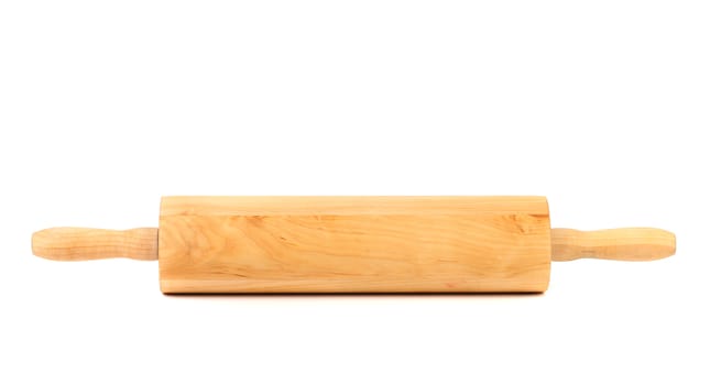 Wooden rolling pin on a white background