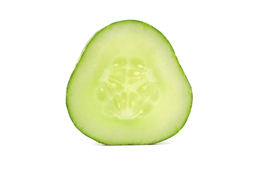Slice of fresh cucumber. Isolated on a white background.