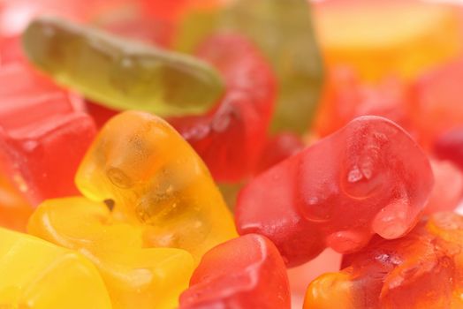 Background of colorful fruit jelly candy. Close up.
