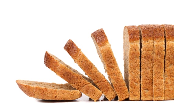 Sliced brown bread. Isolated on a white background.