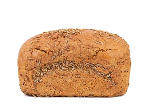 rye bread with caraway seed isolated over white background