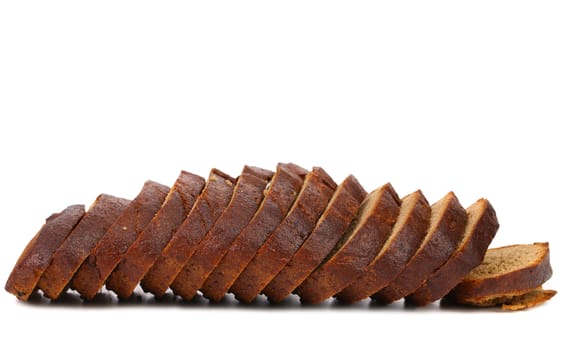 Brown bread slices. Isolated on a white background.
