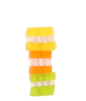 Stack of classic fruit jelly. Close up. White background.