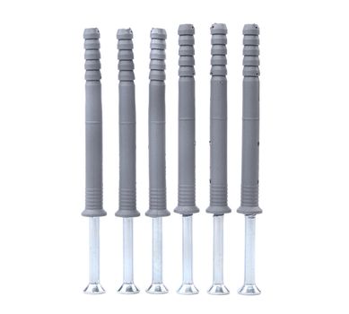 Screws and dowels isolated on a white background