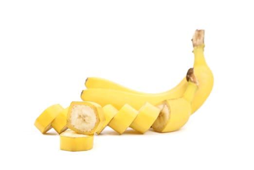 Bananas and slices isolated on a white background