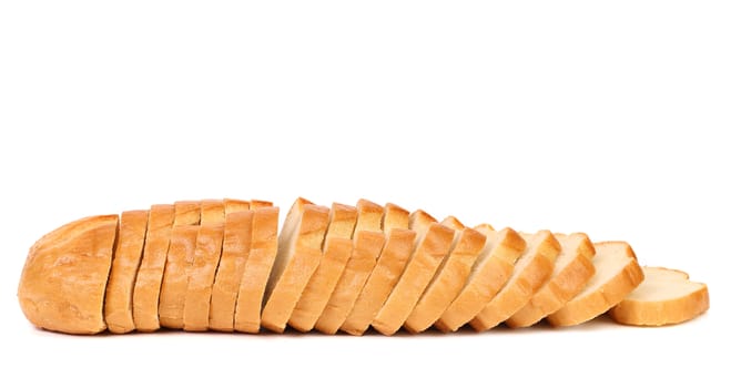 Sliced long loaf. Isolated on a white background.