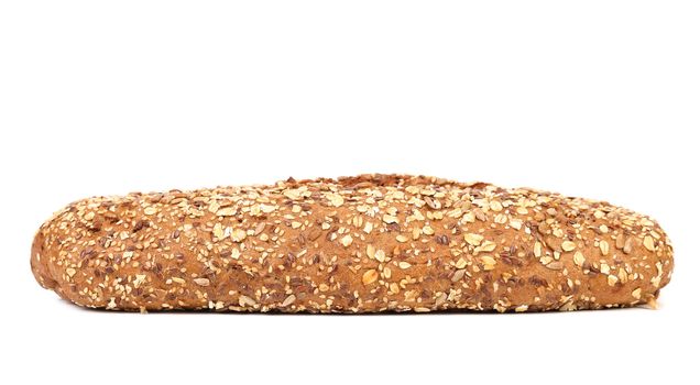 multi - grain brown bread isolated on a white background