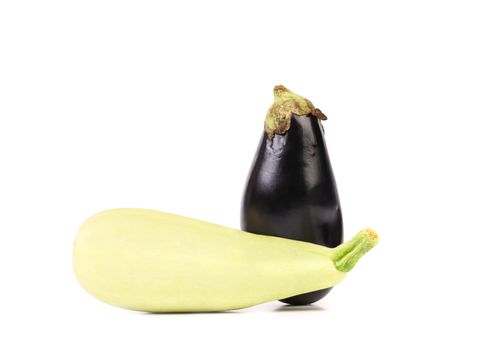 Black and white eggplants isolated on a white background