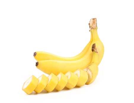 Bananas and slices isolated on a white background
