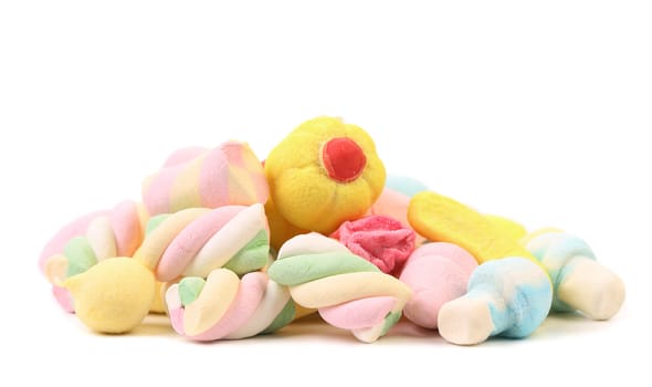Different colorful marshmallow. Isolated on a white background.