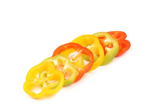 Sliced peppers isolated on a white background