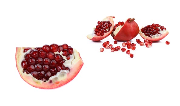 Ripe pomegranate fruit isolated on white background cutout