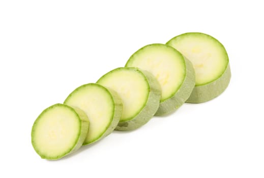 Fresh sliced marrow vegetable. Isolated on a white background