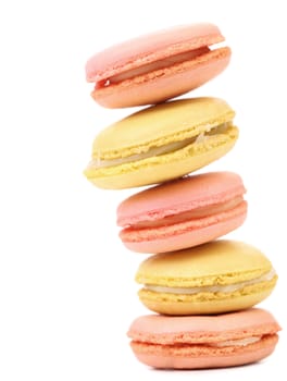 Stack of macaron cakes. Isolated on a white background.