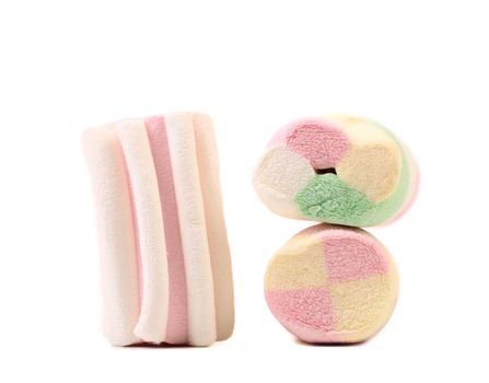 Colorful marshmallows. Isolated on a white background.