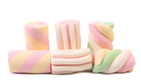 Colorful marshmallows. Isolated on a white background.