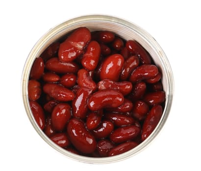 Can of red beans. Isolated on a white background.