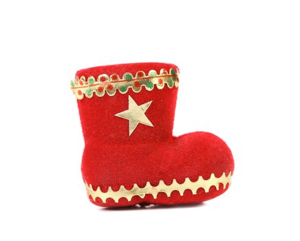 Red Santa's boot isolated on a white background