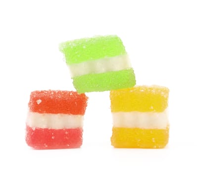 Classic fruit jelly. Close up. White background.