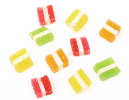 Classic fruit jelly. Close up. White background.