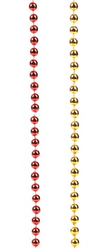 Golden and red beads. Isolated on a white background.