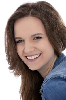 Close up portrait of female with a toothy smile