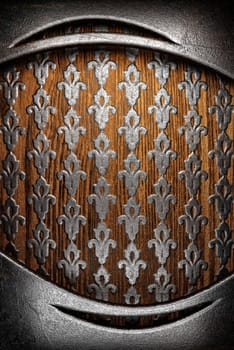 metal on wood background