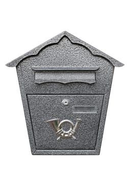 metallic mailbox isolated on white