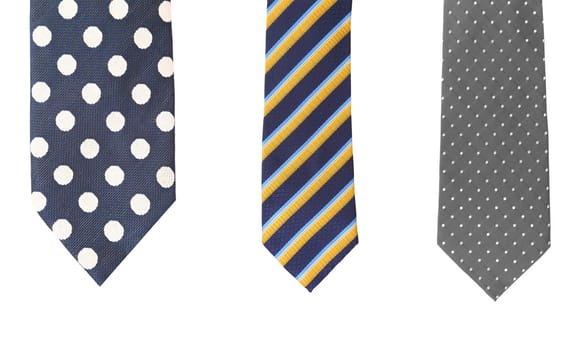 Three multi-colored tie. Isolated on a white background.
