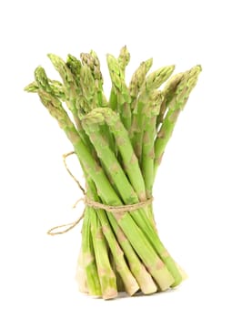 Bunch of fresh asparagus. Isolated on a white background.