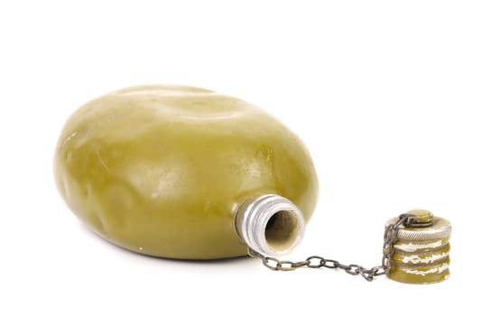 Old army canteen. Isolated on a white background.