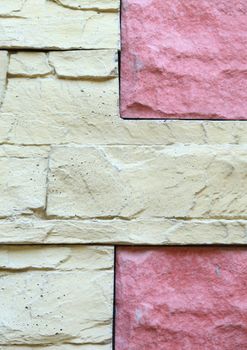 Painted wall of concrete blocks. Close up.