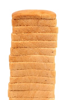 Stack of white bread. Toasts. White background.