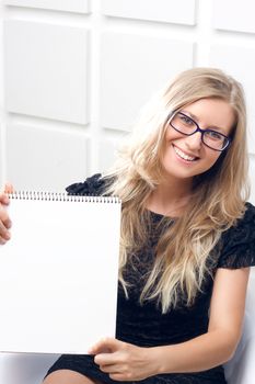 Portrait of the business woman with a represent folder.